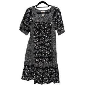 Vintage Liberty House Women's Black Floral Print Knee Length‎ Dress Size S